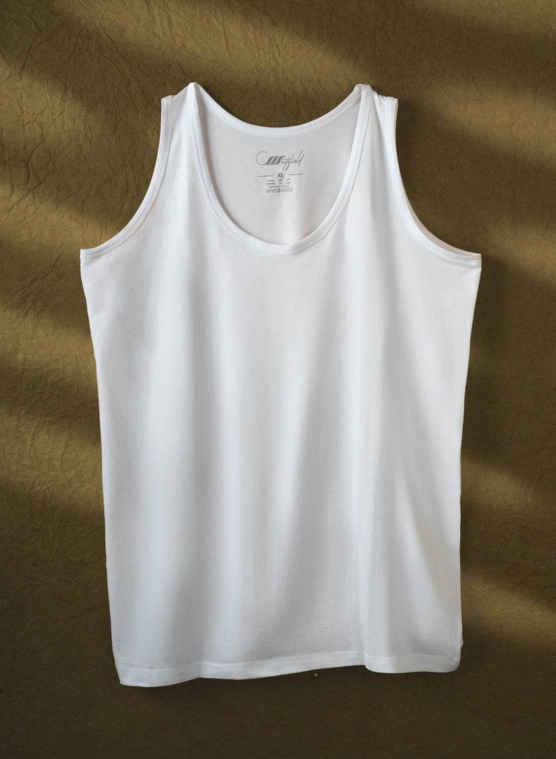 Men's Vest Sleeveless Cotton White Vest Men's 95% cotton and 5% elastane Underwear Undershirt Tagless feathertouch Body Fit T-Shirt [Pack of 2]