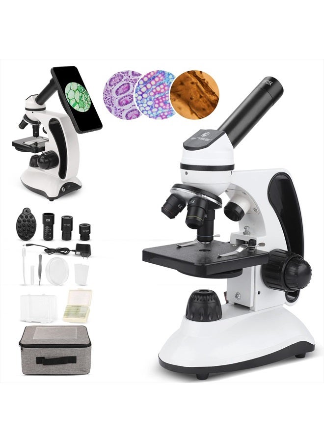 Microscope kit for Kids and Students, 40X-2000X Magnification, Prepared Slides Kit, Dual LED Illumination, All Glass Optics, and Cordless Capability for Children Beginner