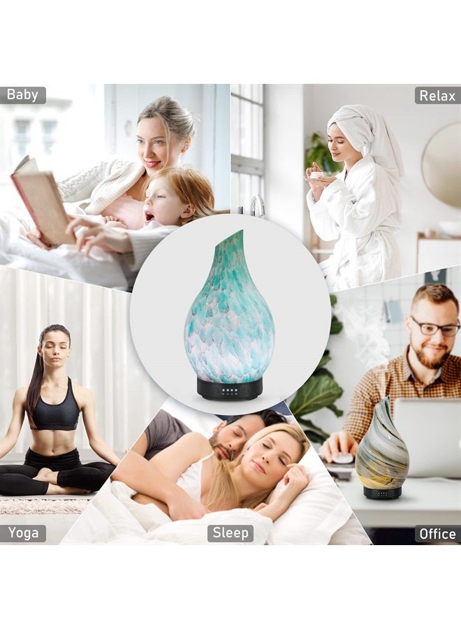 Essential Oil Diffuser 120ml Ultrasonic Aromatherapy Diffuser with Handmade Glass BPA Free, Auto Shut-Off 4 Timer Setting 7 Colors Changed LED for Home Yoga Office (Cobblestone)