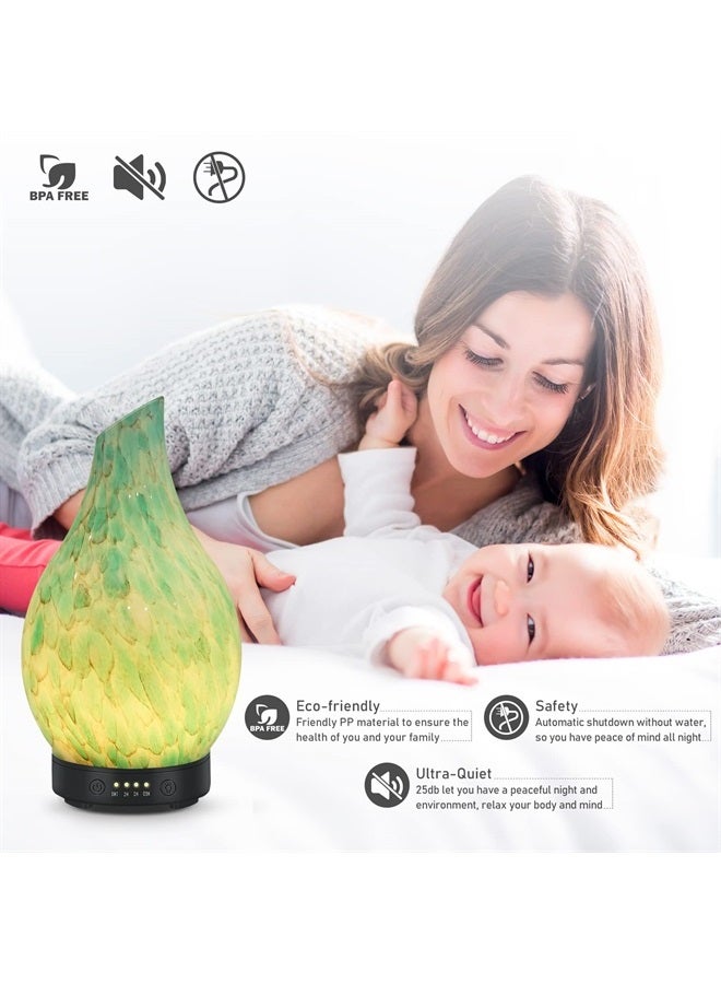 Essential Oil Diffuser 120ml Ultrasonic Aromatherapy Diffuser with Handmade Glass BPA Free, Auto Shut-Off 4 Timer Setting 7 Colors Changed LED for Home Yoga Office (Cobblestone)