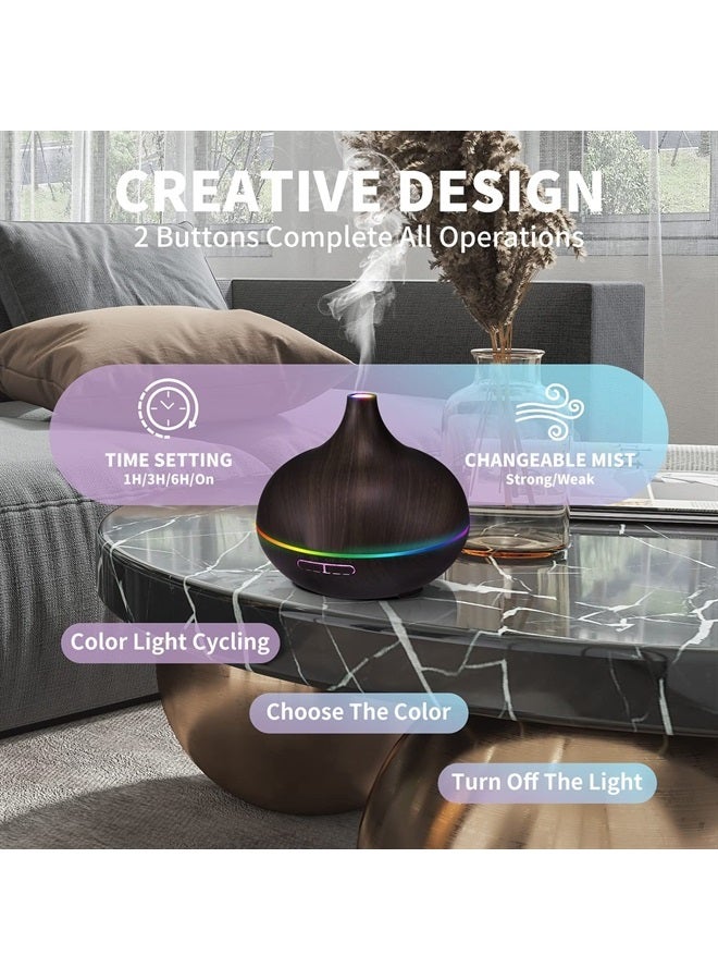 Essential Oil Diffuser Humidifier Ultrasonic Aromatherapy Diffuser with 4 Timer Settings & 7 Different Lights for Office Home Study Yoga Spa Baby