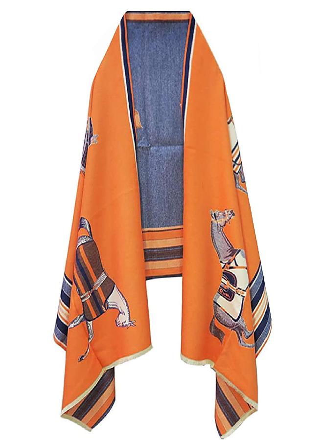 EXTREE Scarfs for Women Pashmina Silky Shawl Wrap for Evening Dressing Horse Scarf Blanket Open Front Poncho Cape