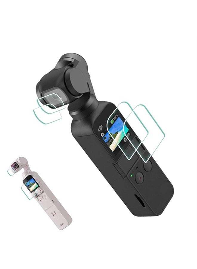 Lens Screen Protector for DJI Osmo Pocket 2 / Pocket 1 [2+2Pack] Black White Osmo Pocket II 0.3mm 9H Hardness Tempered Glass Cover Anti-Scrach Anti-Fingerprint Anti-Bubble