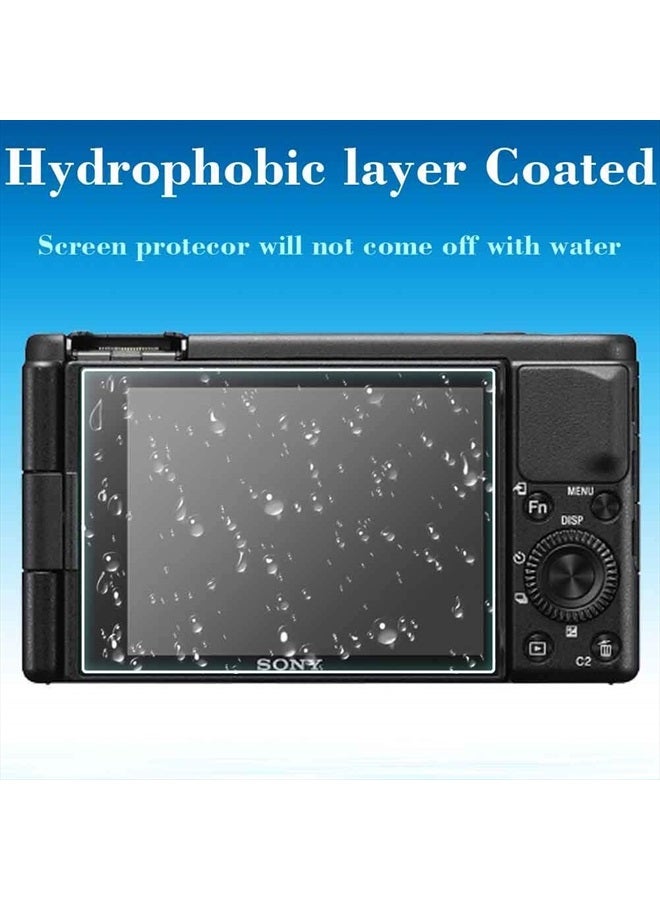 ZV1 Screen Protector Appliable for Sony ZV-1 Camera & Hot Shoe Cover 0.3mm 9H Hardness Tempered Glass Cover Anti-Scrach Anti-Fingerprint Anti-Dust Anti-Bubble [3+2 Pack]