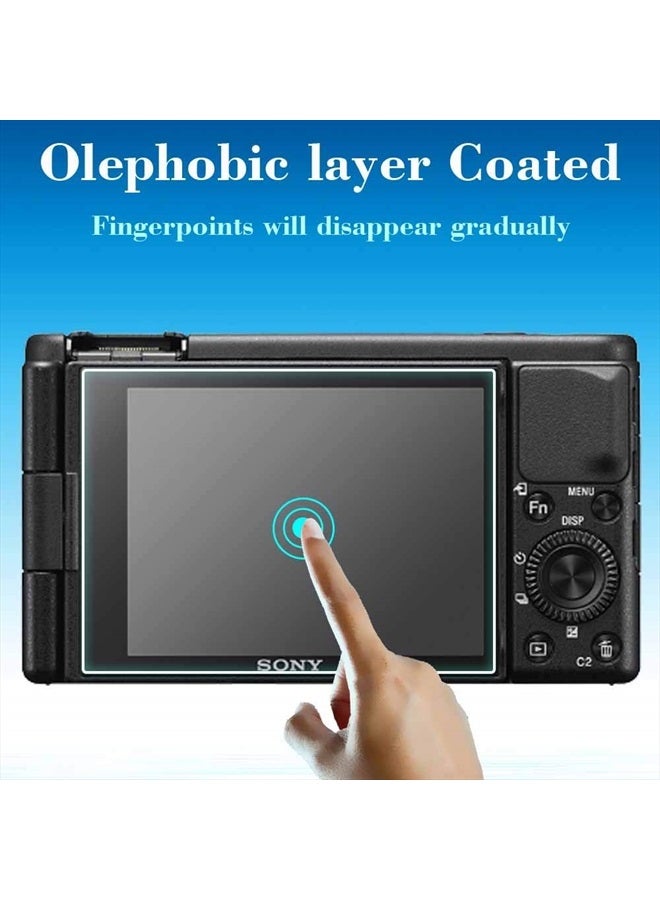 ZV1 Screen Protector Appliable for Sony ZV-1 Camera & Hot Shoe Cover 0.3mm 9H Hardness Tempered Glass Cover Anti-Scrach Anti-Fingerprint Anti-Dust Anti-Bubble [3+2 Pack]