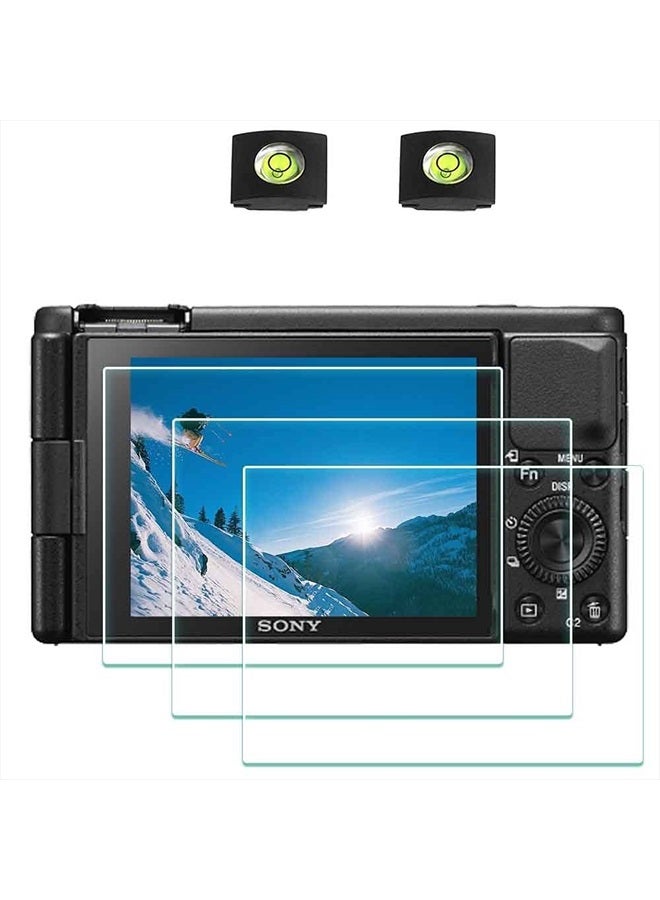 ZV1 Screen Protector Appliable for Sony ZV-1 Camera & Hot Shoe Cover 0.3mm 9H Hardness Tempered Glass Cover Anti-Scrach Anti-Fingerprint Anti-Dust Anti-Bubble [3+2 Pack]