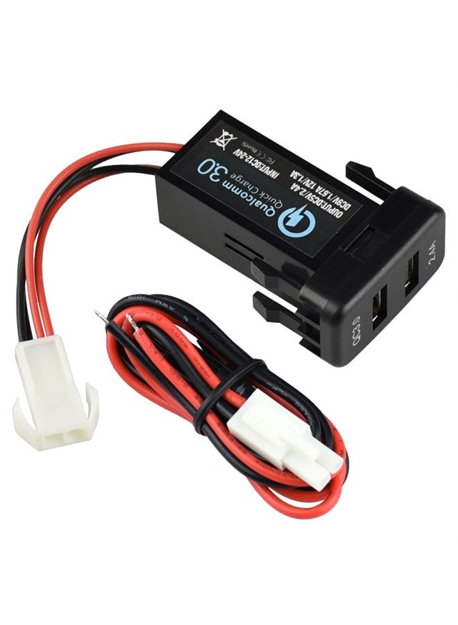 Dual USB Port Charger Socket Quick Charge 3.0 & 2.4A for Toyota