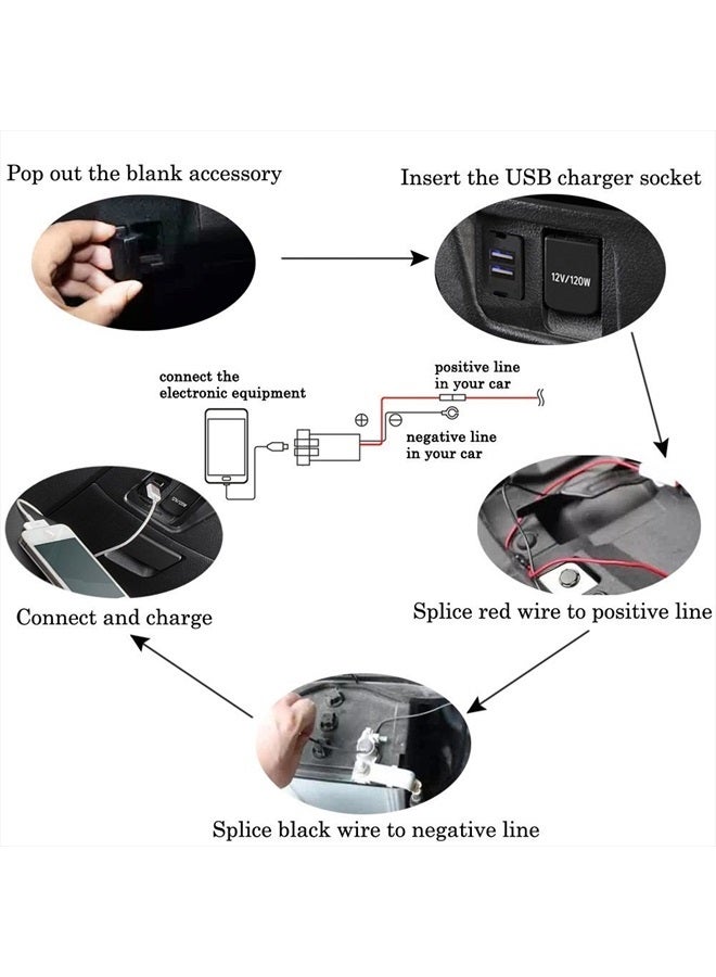 Dual USB Port Charger Socket Quick Charge 3.0 & 2.4A for Toyota