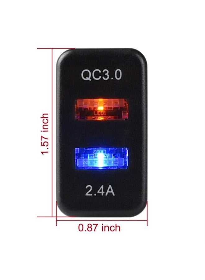 Dual USB Port Charger Socket Quick Charge 3.0 & 2.4A for Toyota