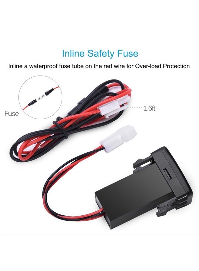 Dual USB Port Charger Socket Quick Charge 3.0 & 2.4A for Toyota