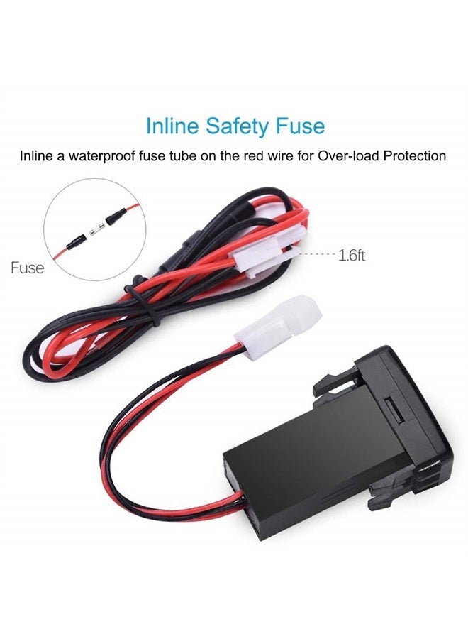 Quick Charge 3.0 Dual USB Port Charger Socket for Toyota