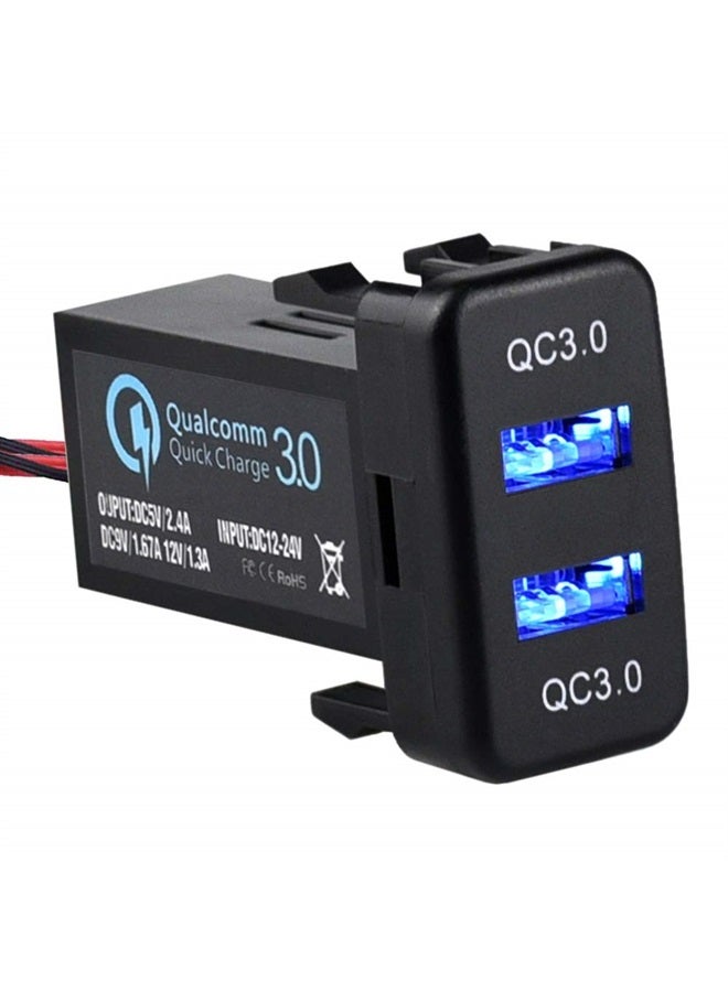 Quick Charge 3.0 Dual USB Port Charger Socket for Toyota