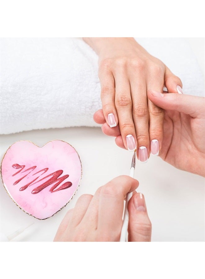 Resin Nail Art Palette, 2 Pieces Nail Mixing Palette Nail Art Painting Mixed Color Palettes Cosmetic Mixing Tools Golden Edge Nail Holder Display Board (Heart shaped-2pcs)
