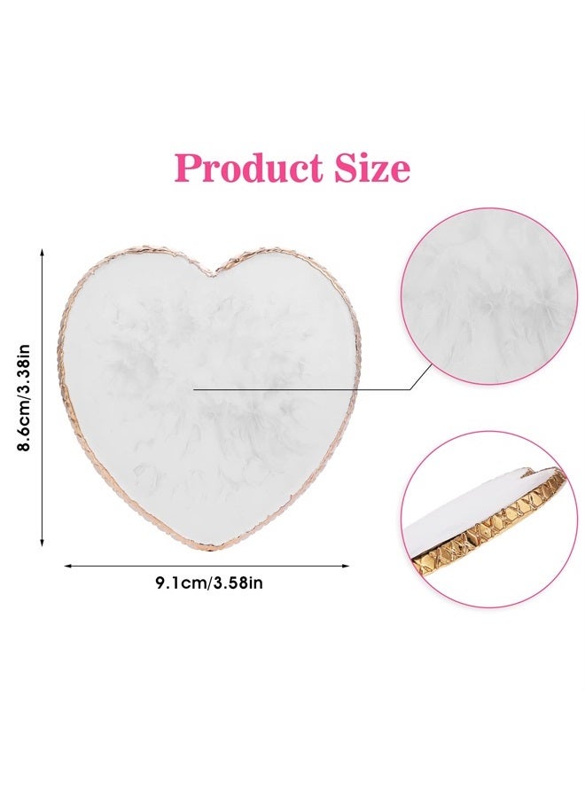 Resin Nail Art Palette, 2 Pieces Nail Mixing Palette Nail Art Painting Mixed Color Palettes Cosmetic Mixing Tools Golden Edge Nail Holder Display Board (Heart shaped-2pcs)