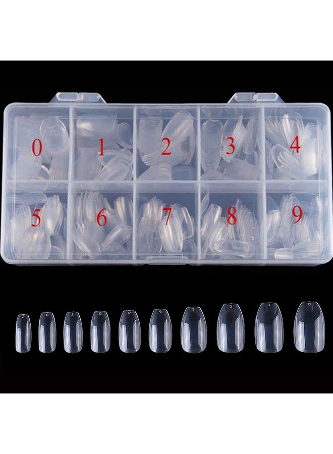 Acrylic Clear Nails Tips Short Coffin 500Pcs Ballerina Artificial False Nail Tip Full Cover 10 Sizes With Box For Art Salons & Home Diy