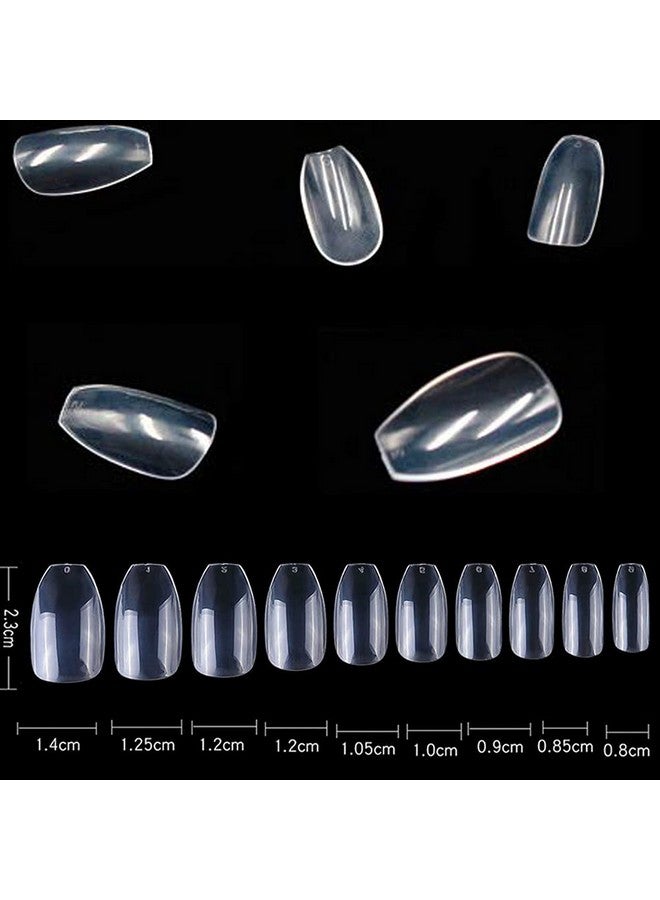 Acrylic Clear Nails Tips Short Coffin 500Pcs Ballerina Artificial False Nail Tip Full Cover 10 Sizes With Box For Art Salons & Home Diy