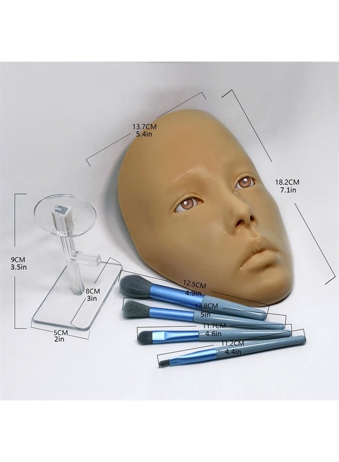 3D Makeup Practice Face Board,Silicone Makeup Mannequin Face, Reusable Beginners to practice eyesmakeup Face Eyes Silicone False Cosmetologist,Makeup Artist Full Face Practice Eyelash Eyeshadow Eyelin