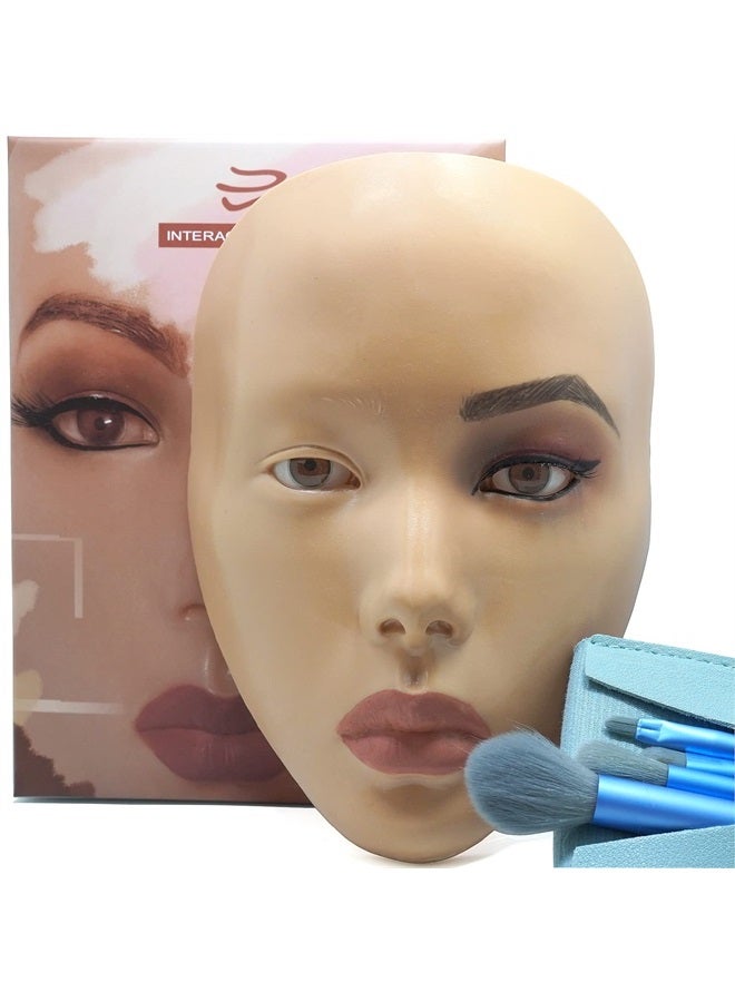 3D Makeup Practice Face Board,Silicone Makeup Mannequin Face, Reusable Beginners to practice eyesmakeup Face Eyes Silicone False Cosmetologist,Makeup Artist Full Face Practice Eyelash Eyeshadow Eyelin