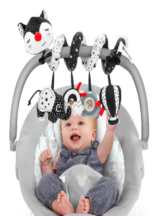 FPVERA Car Seat and Stroller Toys - Black and White Car Seat Toy High Contrast Baby Toys, Baby Plush Spiral Activity Toy for Crib Mobile, Newborn Sensory Toy Best Gift for 0 3 6 9 12 Months Infants