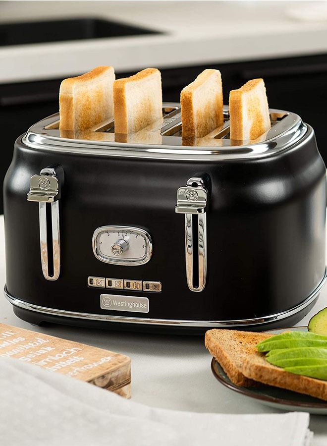 Westinghouse Retro 4-Slice Toaster - Six Adjustable Browning Levels  with Self Centering Function and Crumb Tray Black