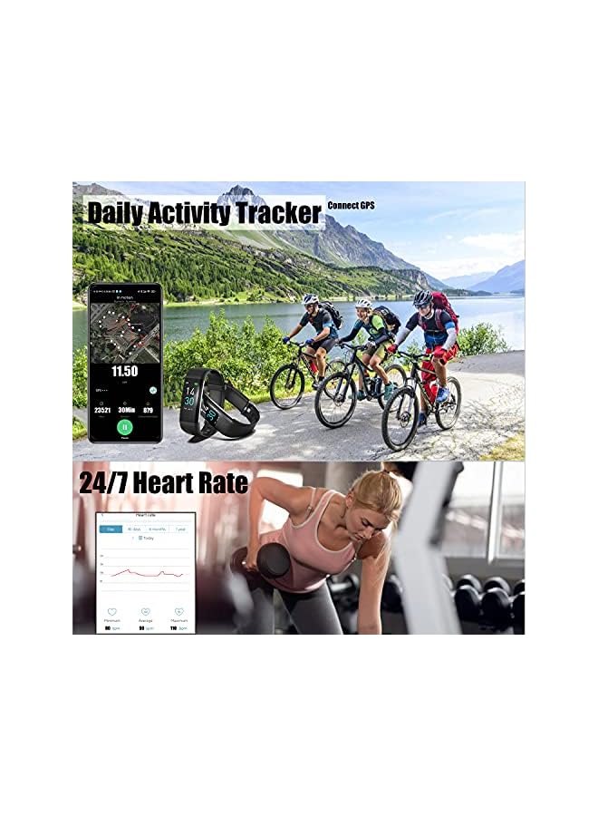 Fitness Tracker with Step Counter /Calories/Stopwatch,IP68,Health Tracker with Heart Rate Monitor/Sleep Tracker/Blood Oxygen/Temperature,Smartwatch,Camera Control, Message Notifications