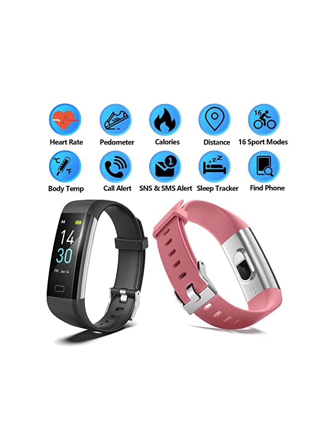 Fitness Tracker with Step Counter /Calories/Stopwatch,IP68,Health Tracker with Heart Rate Monitor/Sleep Tracker/Blood Oxygen/Temperature,Smartwatch,Camera Control, Message Notifications