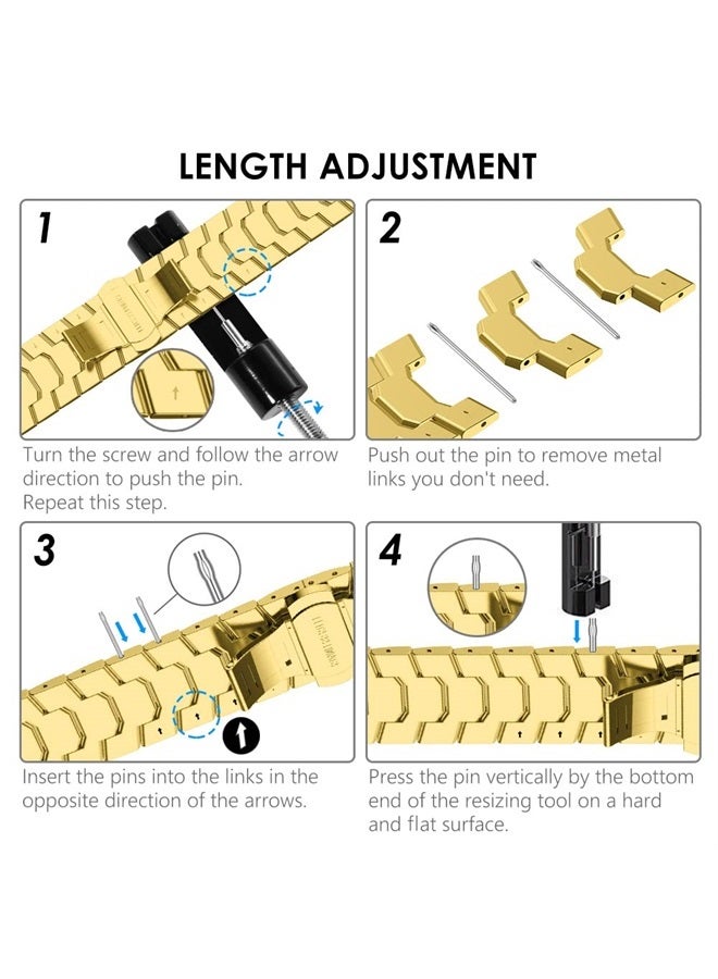 Compatible for Apple Watch Ultra Band 49mm 45mm 44mm 42mm Series 8 Series 7 Men, Metal Band Stainless Steel Strap Wristband for Apple iWatch Series 8 7 SE 6 5 4 3 2 1 Bracelet, Gold