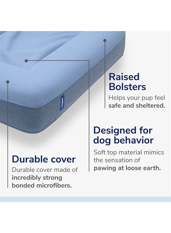 Dog Bed, Plush Memory Foam, Medium, Blue