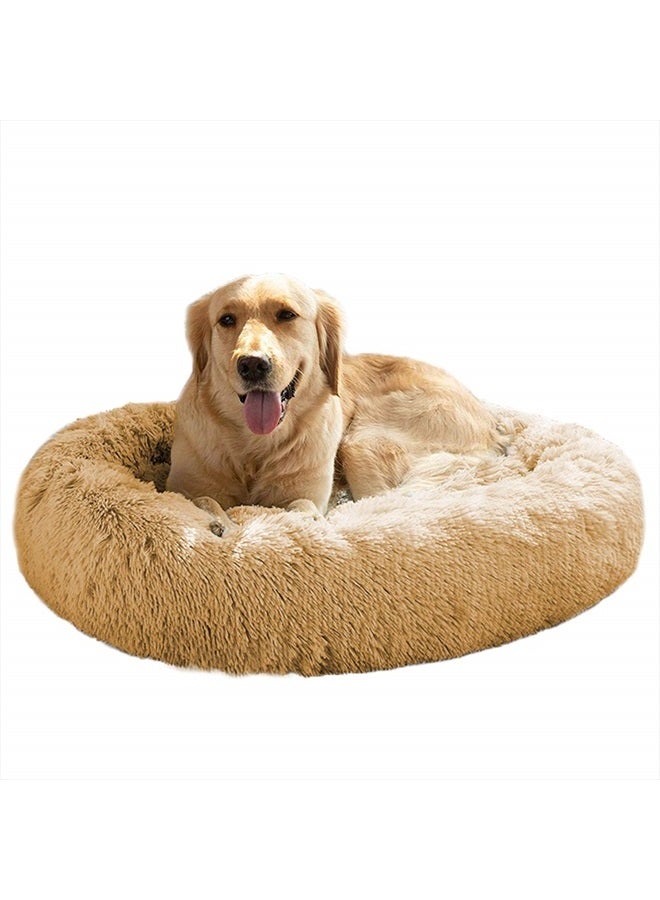 Calming Dog Bed (L/XL/XXL/XXXL) for Medium and Large Dogs Comfortable Pet Bed Faux Fur Donut Cuddler Up to 25/35/55/100lbs