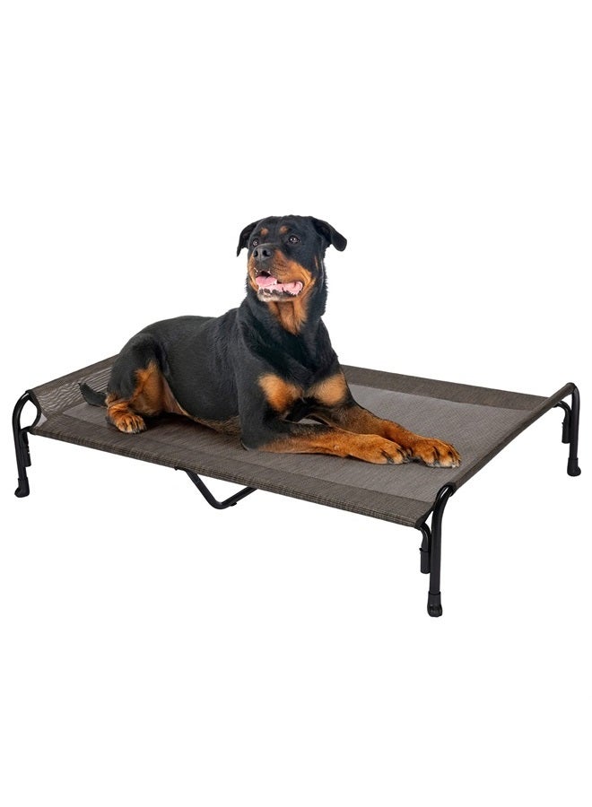 Elevated Dog Bed, Outdoor Raised Dog Cots Bed for Large Dogs, Cooling Camping Elevated Pet Bed with Slope Headrest for Indoor and Outdoor, Washable Breathable, XX-Large, Brown, CWC2204