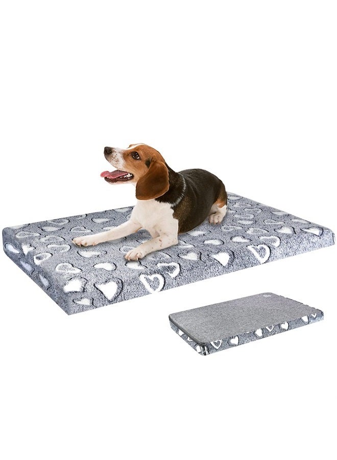 Dog Crate Mat Reversible Cool and Warm, Stylish Dog Bed for Crate with Waterproof Inner Linings and Removable Machine Washable Cover, Firm Support Dog Pad for Small to XX-Large Dogs, Grey