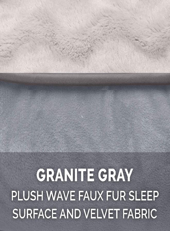 Furhaven Replacement Dog Bed Cover Perfect Comfort Plush & Velvet Waves Sofa-Style, Machine Washable - Granite Gray, Large