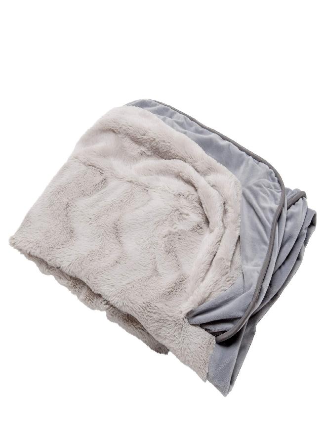 Furhaven Replacement Dog Bed Cover Perfect Comfort Plush & Velvet Waves Sofa-Style, Machine Washable - Granite Gray, Large
