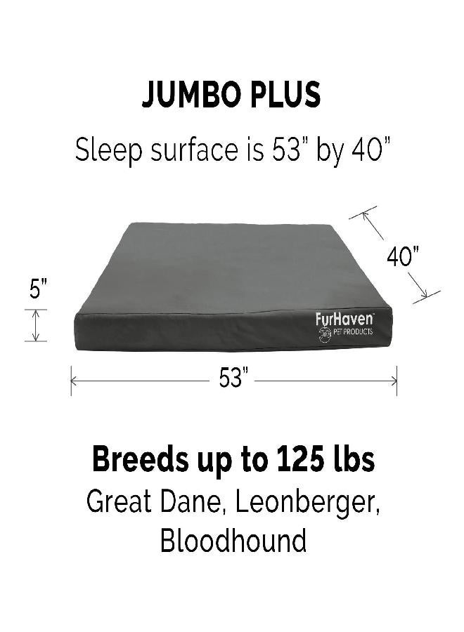 Furhaven Replacement Dog Bed Cover Water-Resistant Indoor/Outdoor Logo Print Oxford Polycanvas Mattress, Washable - Stone Gray, Jumbo Plus (XX-Large)