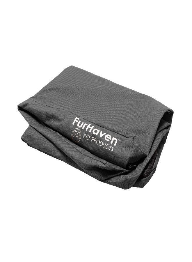 Furhaven Replacement Dog Bed Cover Water-Resistant Indoor/Outdoor Logo Print Oxford Polycanvas Mattress, Washable - Stone Gray, Jumbo Plus (XX-Large)
