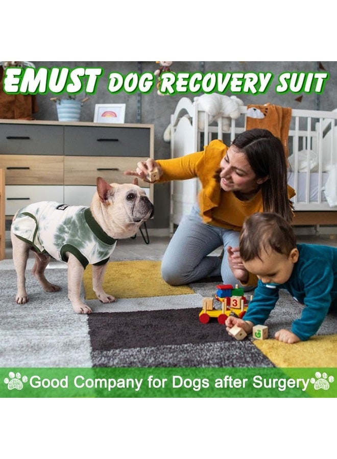 Dog Surgery Recovery Suit, Anti-Licking Dog Surgical Recovery Suit Female and Male, Soft Dog Cone Alternative After Surgery with Hook & Loop Closure, Green M