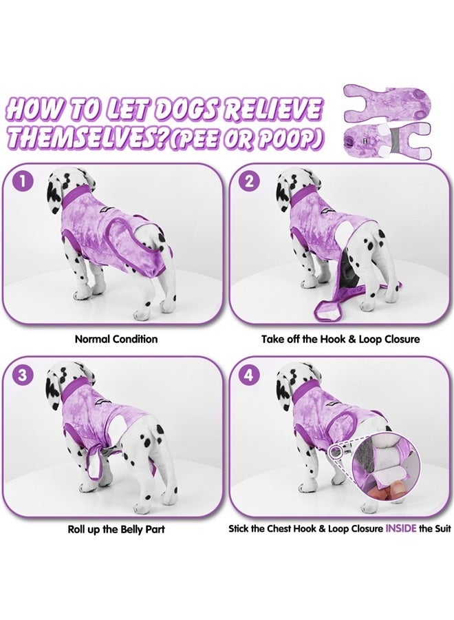 Dog Surgery Recovery Suit, Anti-Licking Dog Surgical Recovery Suit Female and Male, Soft Dog Cone Alternative After Surgery with Hook & Loop Closure, Purple M