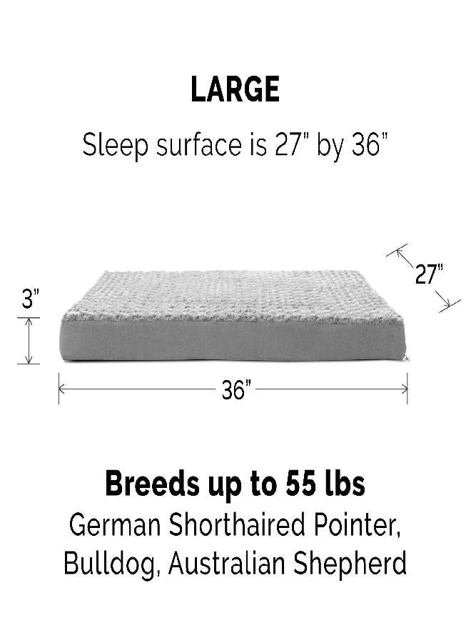 Furhaven Replacement Dog Bed Cover Ultra Plush Faux Fur & Suede Mattress, Machine Washable - Gray, Large