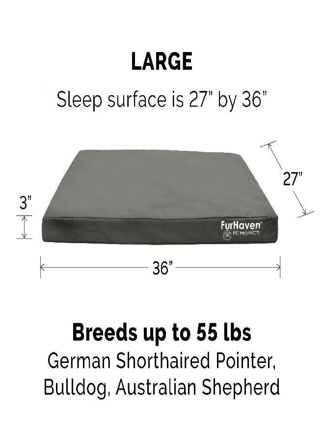 Furhaven Replacement Dog Bed Cover Water-Resistant Indoor/Outdoor Logo Print Oxford Polycanvas Mattress, Washable - Stone Gray, Large