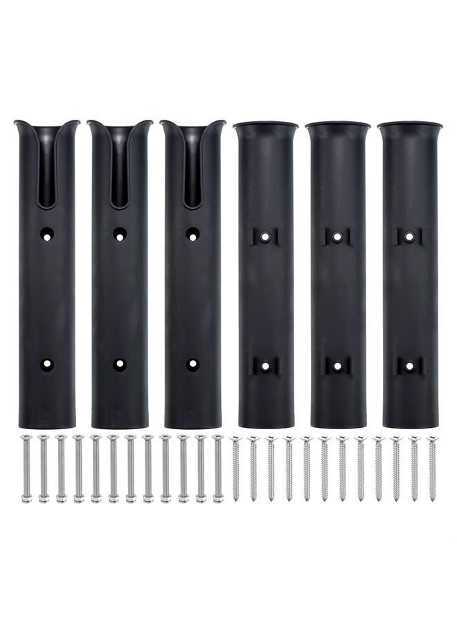 Fishing Pole Holder for Boat, 6 Pack Plastic Boat Pole Bracket Fishing Tube Rod Holder Racks Side/Wall Mounted with Screws for Boat Kayak Truck, Black