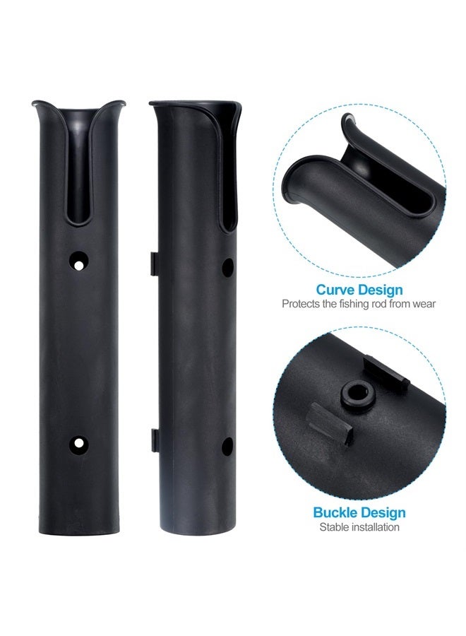 Fishing Pole Holder for Boat, 6 Pack Plastic Boat Pole Bracket Fishing Tube Rod Holder Racks Side/Wall Mounted with Screws for Boat Kayak Truck, Black