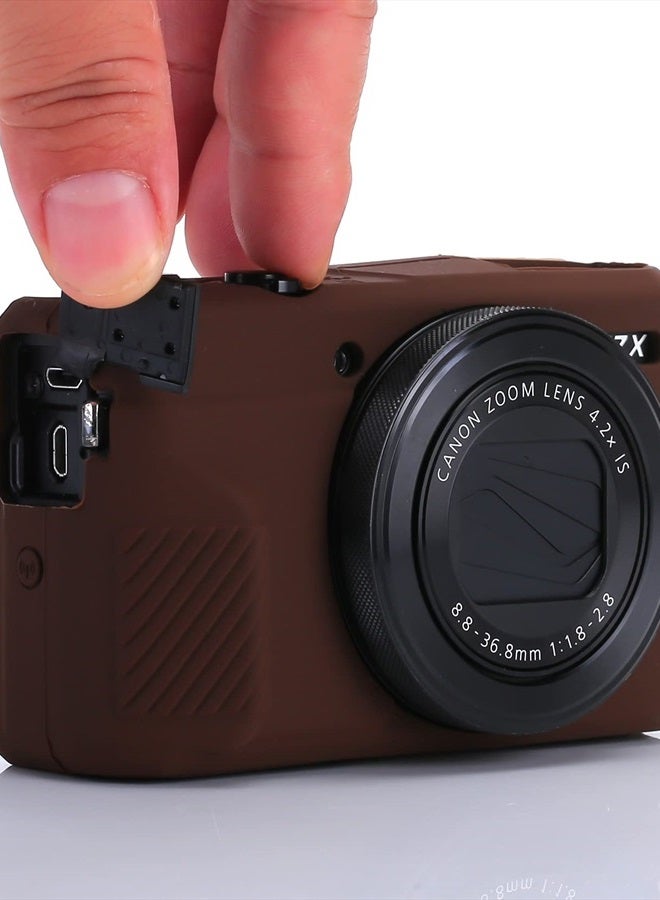 G7X Mark II Case G7X Mark III + Microfiber Cloth, Silicone Case Ultra-Thin Lightweight Rubber Soft Silicone Case Bag Cover for Canon PowerShot G7X (Coffeee)