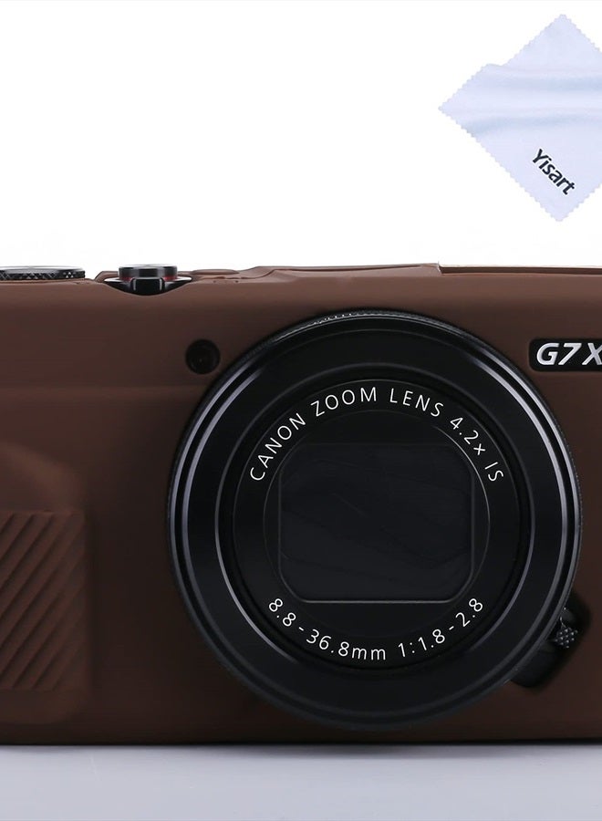 G7X Mark II Case G7X Mark III + Microfiber Cloth, Silicone Case Ultra-Thin Lightweight Rubber Soft Silicone Case Bag Cover for Canon PowerShot G7X (Coffeee)