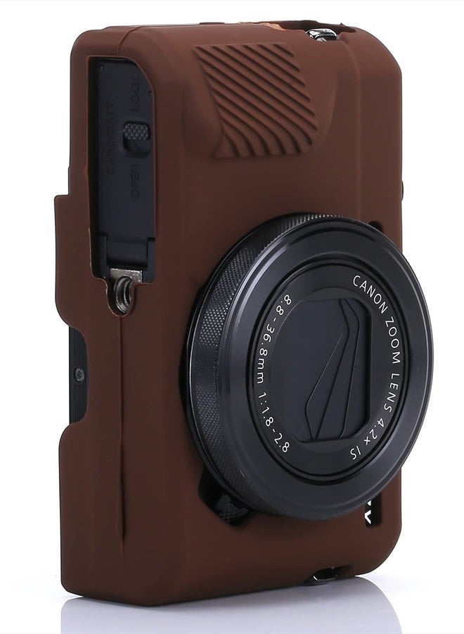 G7X Mark II Case G7X Mark III + Microfiber Cloth, Silicone Case Ultra-Thin Lightweight Rubber Soft Silicone Case Bag Cover for Canon PowerShot G7X (Coffeee)