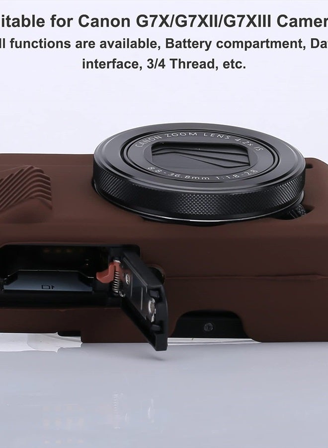 G7X Mark II Case G7X Mark III + Microfiber Cloth, Silicone Case Ultra-Thin Lightweight Rubber Soft Silicone Case Bag Cover for Canon PowerShot G7X (Coffeee)