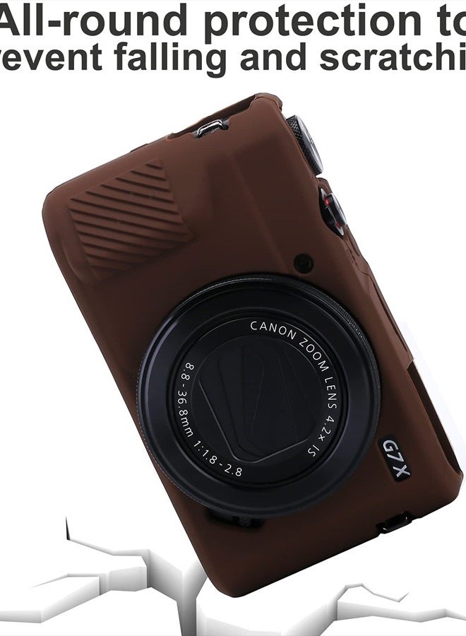 G7X Mark II Case G7X Mark III + Microfiber Cloth, Silicone Case Ultra-Thin Lightweight Rubber Soft Silicone Case Bag Cover for Canon PowerShot G7X (Coffeee)