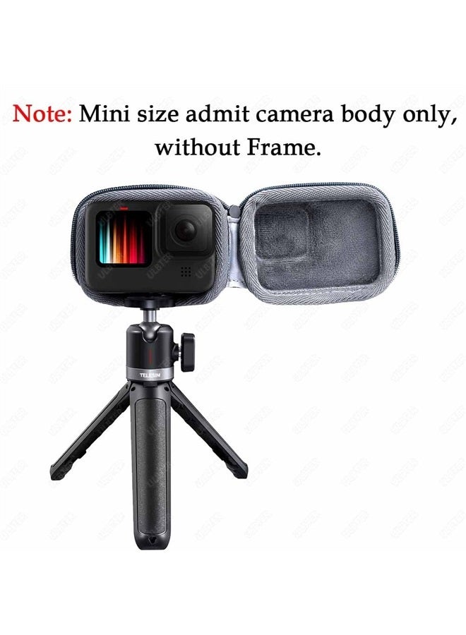 Compact Travel Case for GoPro Hero10 Hero11 Hero9 Camera Carry Travel Case Protective Carrying Grey Bag for Gopro Hero 11 10 9 Silicone Lens Cap Rubber Lens Cover Accessories
