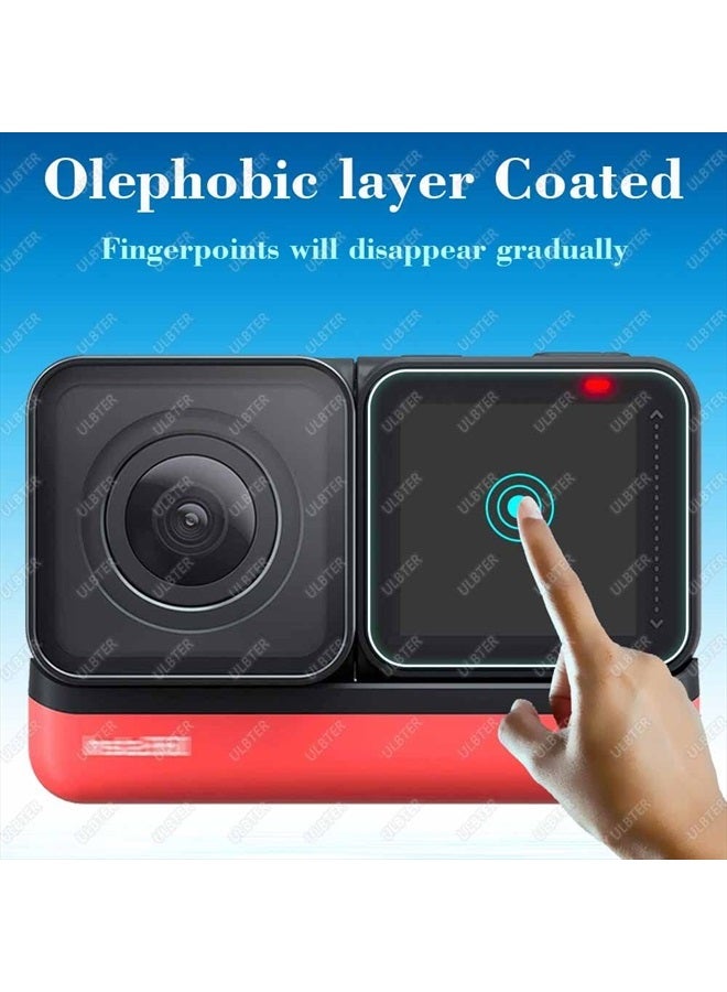 Screen Protector for Insta360 ONE RS/ONE R, 2 Set Screen protector for LCD + 4K Wide Angle Lens, Tempered Glass Cover 0.3mm 9H Hardness Ultra-Clear
