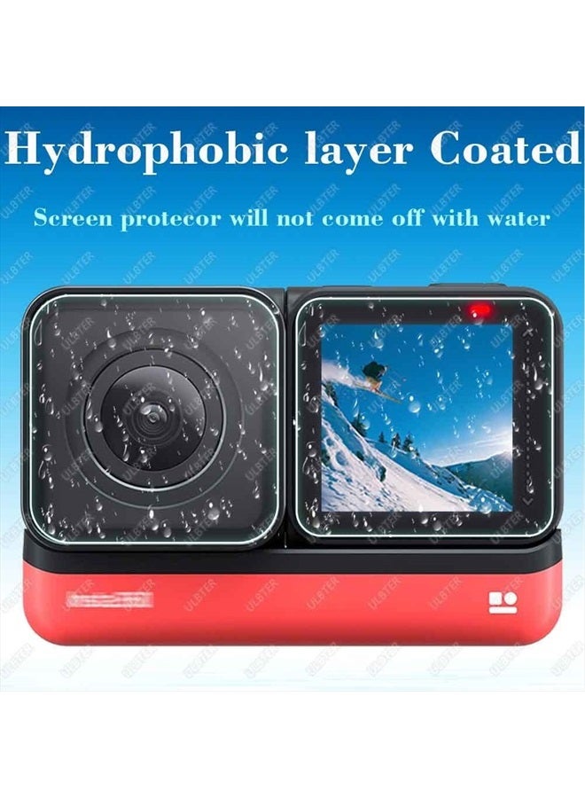 Screen Protector for Insta360 ONE RS/ONE R, 2 Set Screen protector for LCD + 4K Wide Angle Lens, Tempered Glass Cover 0.3mm 9H Hardness Ultra-Clear