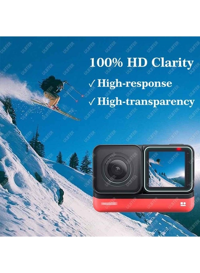 Screen Protector for Insta360 ONE RS/ONE R, 2 Set Screen protector for LCD + 4K Wide Angle Lens, Tempered Glass Cover 0.3mm 9H Hardness Ultra-Clear